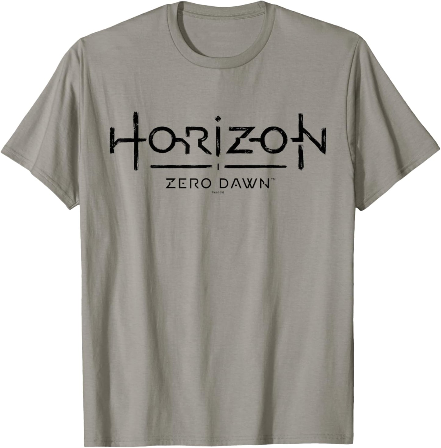 Horizon Zero Dawn Logo Cybernetic Dark Font Lettering T-Shirt - T-Shirt | Sand