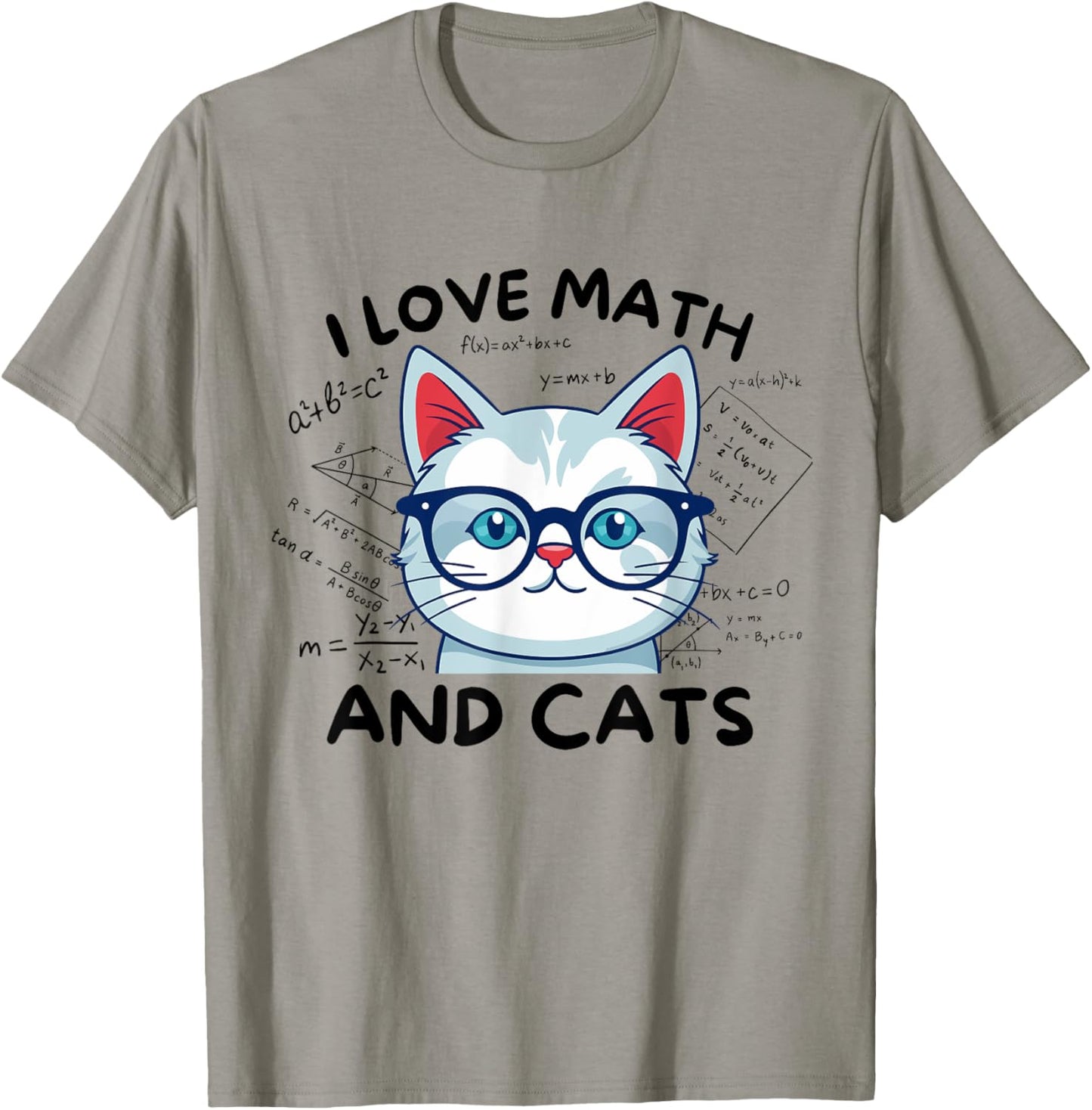 I Love Math And Cats Cute Kitty Cat Feline Lover Gift Men Women Kids T-Shirt - T-Shirt | Sand
