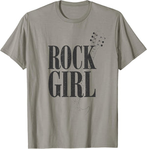Rock Girl Guitarist Girls Rock, Rock'n Roll Girl Guitar Band T-Shirt - T-Shirt | Sand