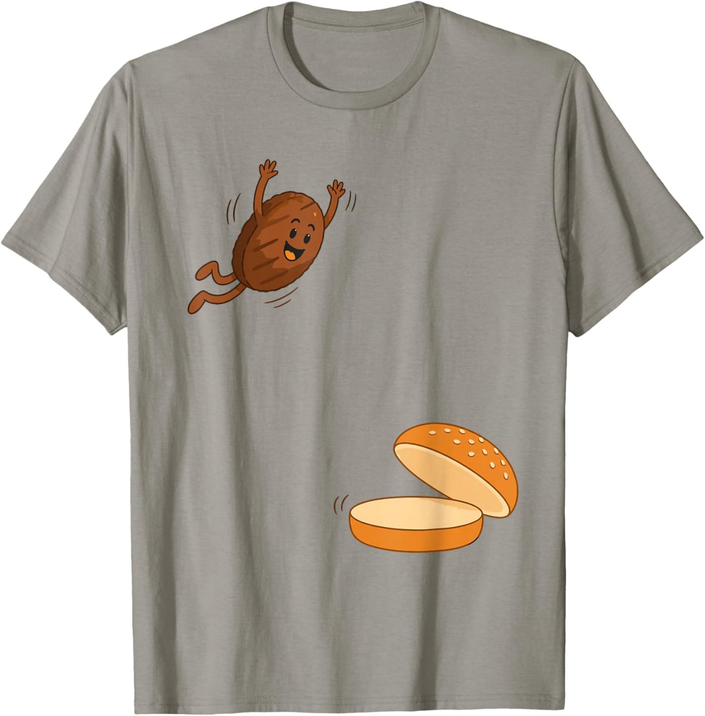 Burger Jumping Into Bun Funny Fast Food Joke Boys Youth Kids T-Shirt - T-Shirt | Sand