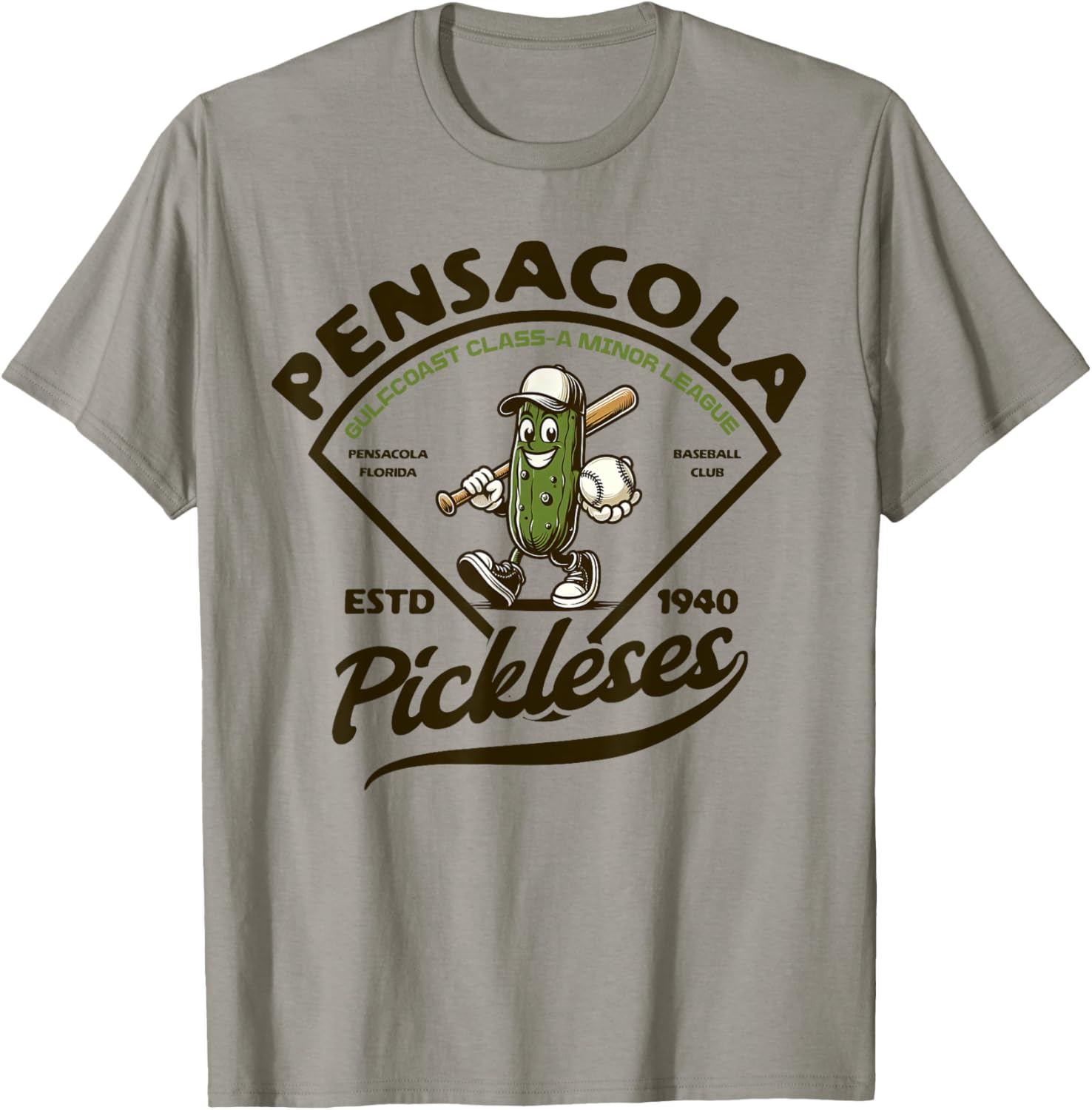 Pensacola Pickles Minor League Retro Baseball Club T-Shirt - T-Shirt | Sand
