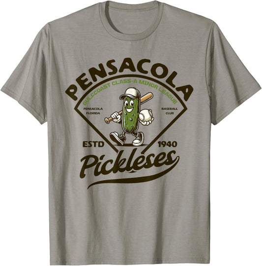 Pensacola Pickles Minor League Retro Baseball Club T-Shirt - T-Shirt | Sand