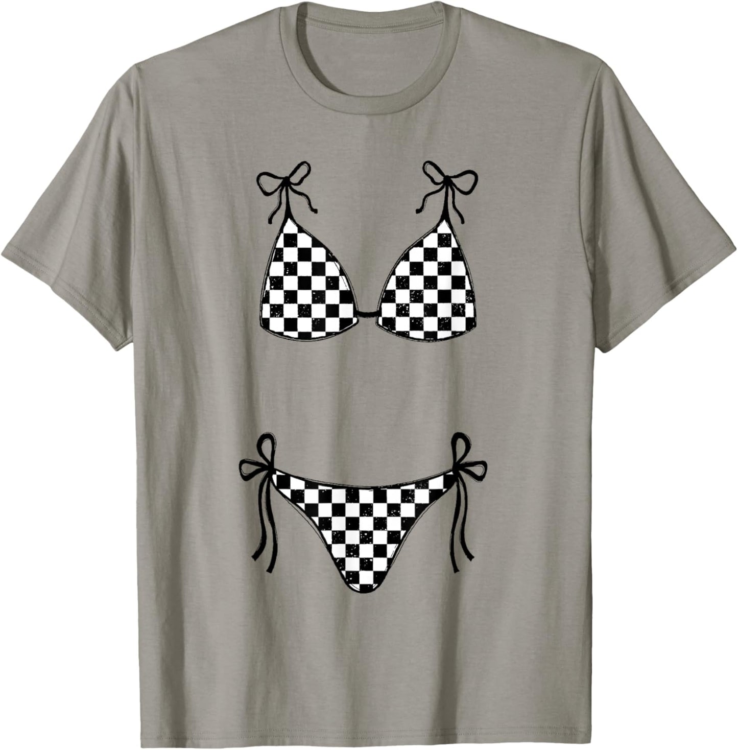 Bikini Checkered Summer Vacation Girls Trip Funny Beach T-Shirt - T-Shirt | Sand