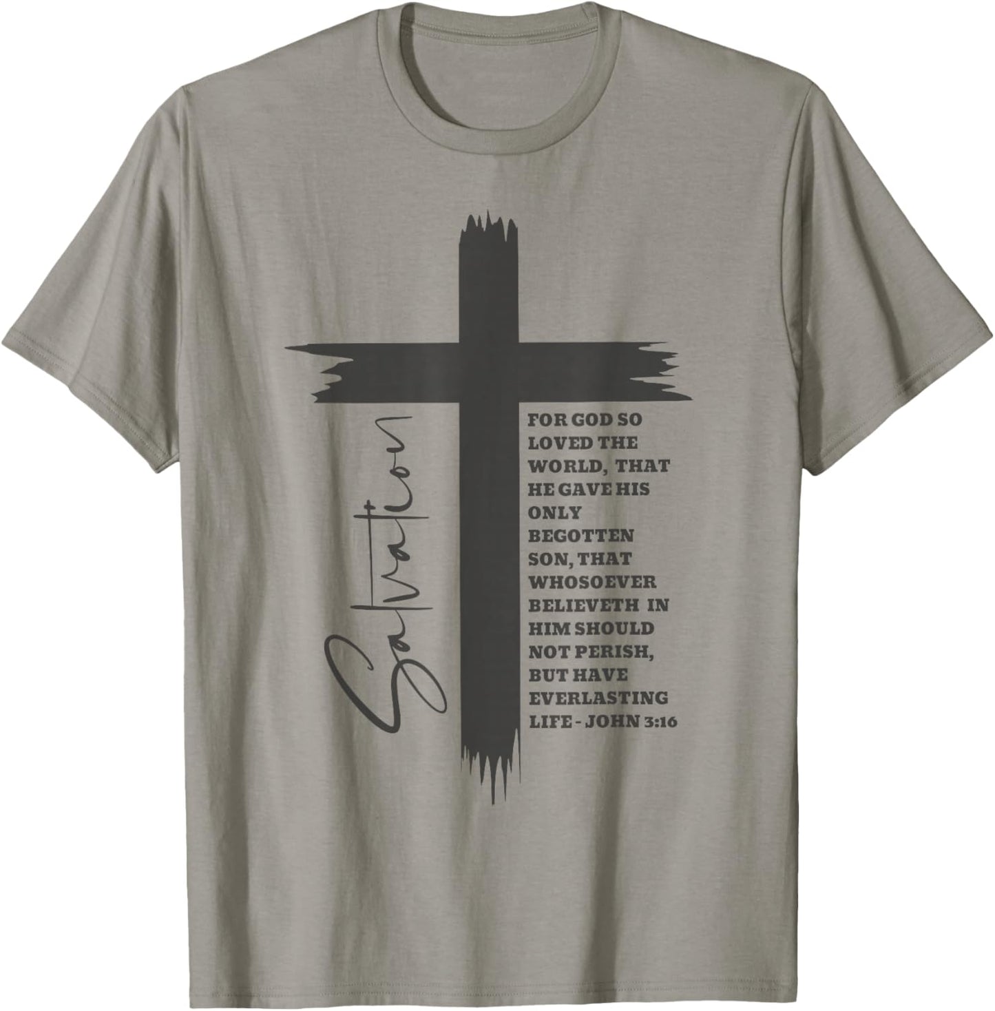John 3:16 Christian Cross Bible T-Shirt - T-Shirt | Sand