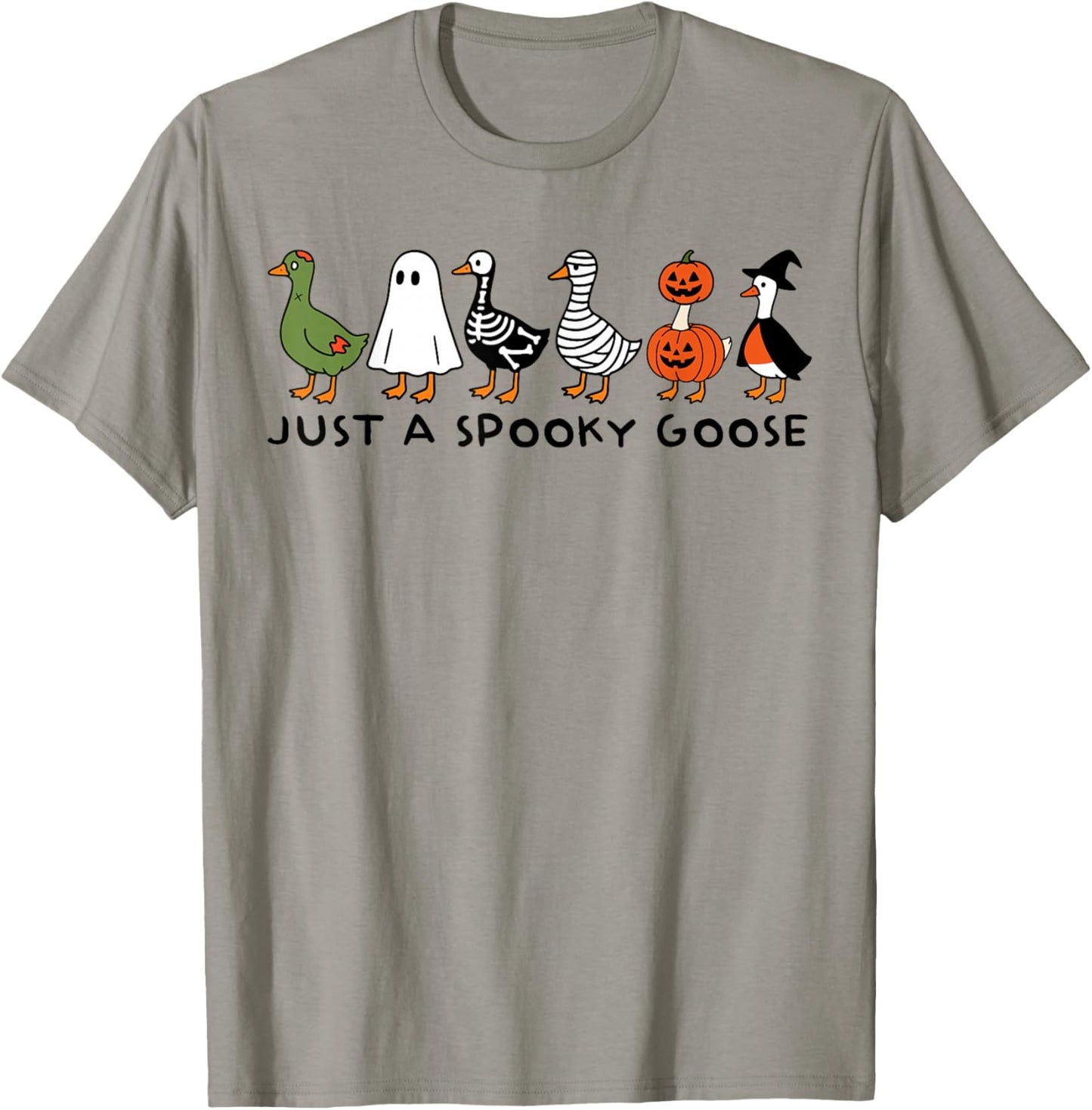 Just A Spooky Goose Funny Halloween Silly Animal Witch Duck T-Shirt - T-Shirt | Sand