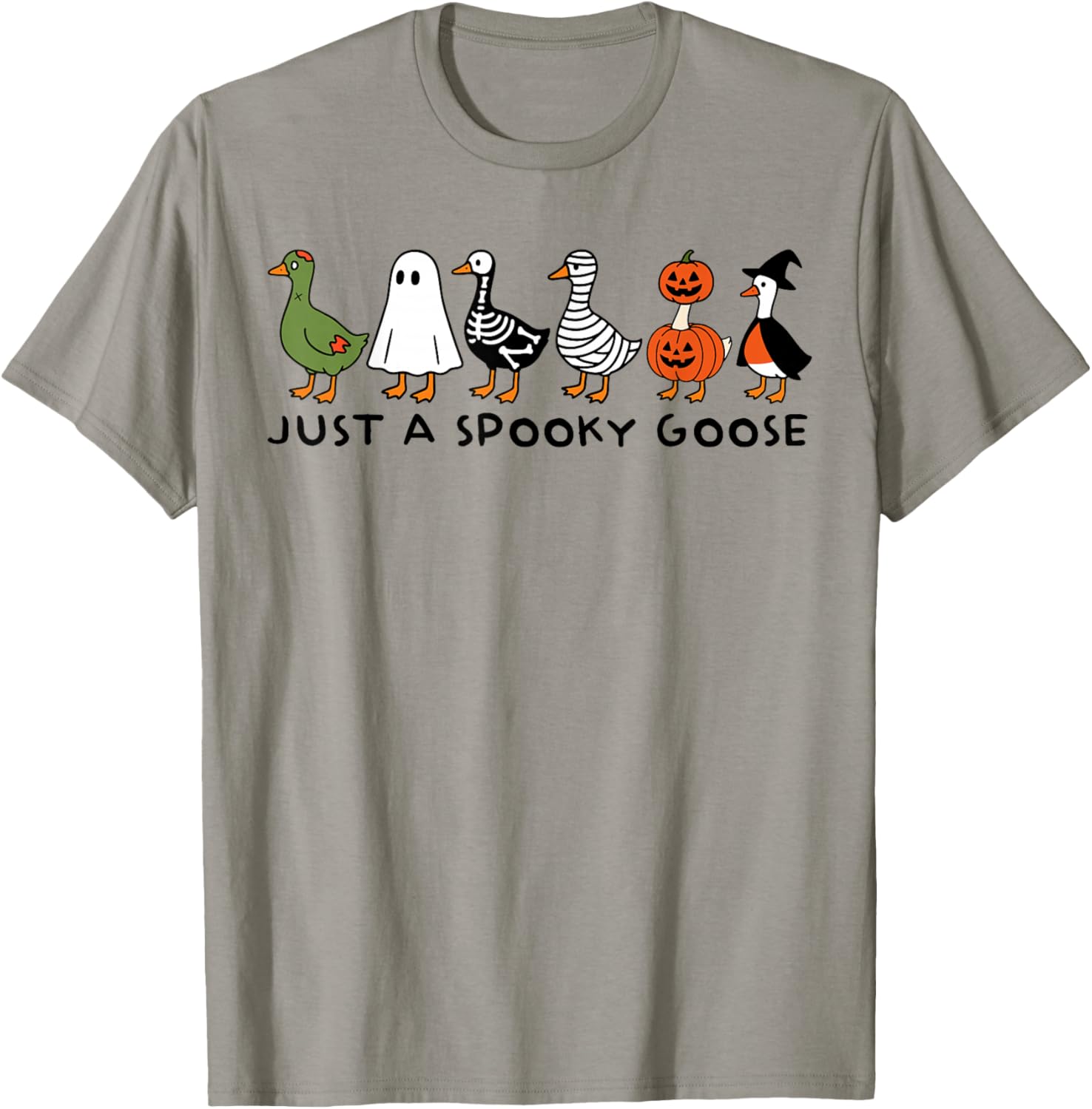 Just A Spooky Goose Funny Halloween Silly Animal Witch Duck T-Shirt - T-Shirt | Sand