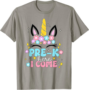 Preschool Here I Come Unicorn Girls Kids Back To School T-Shirt - T-Shirt | Sand