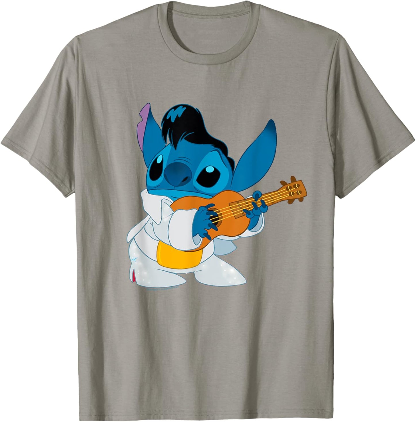 Disney Lilo & Stitch Iconic Elvis Stitch Ready To Play Logo T-Shirt - T-Shirt | Sand
