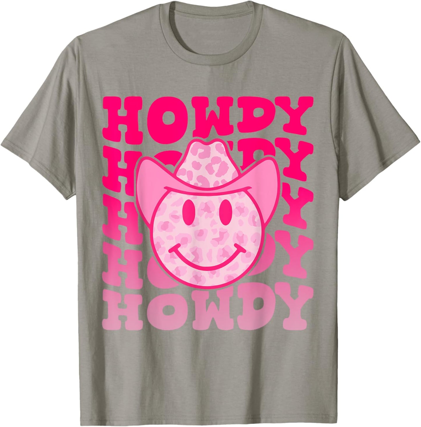 Western Country Cow Howdy Leopard Smile Face Cowgirl Rodeo T-Shirt - T-Shirt | Sand