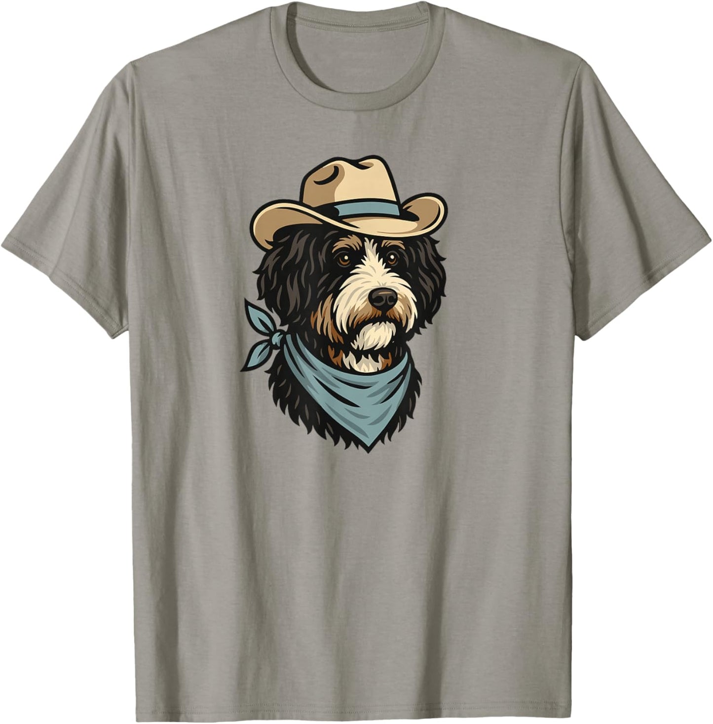 Funny Vintage Cowboy Bernedoodle Drawing Cute Berne Doodle T-Shirt - T-Shirt | Sand