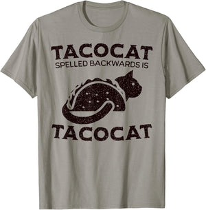 Tacocat Spelled Backward Is Tacocat Cat And Taco Lover Men Women T-Shirt - T-Shirt | Sand