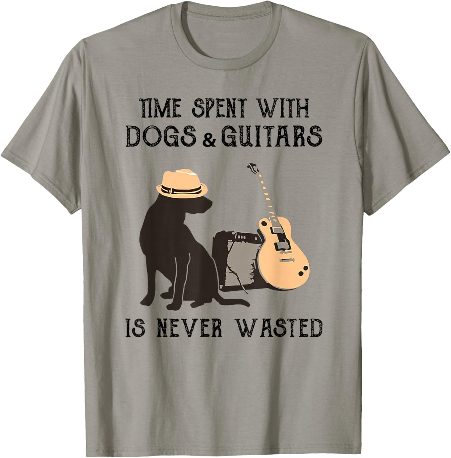 Time Spent with Dogs and Guitars is Never Wasted T-Shirt - T-Shirt | Sand