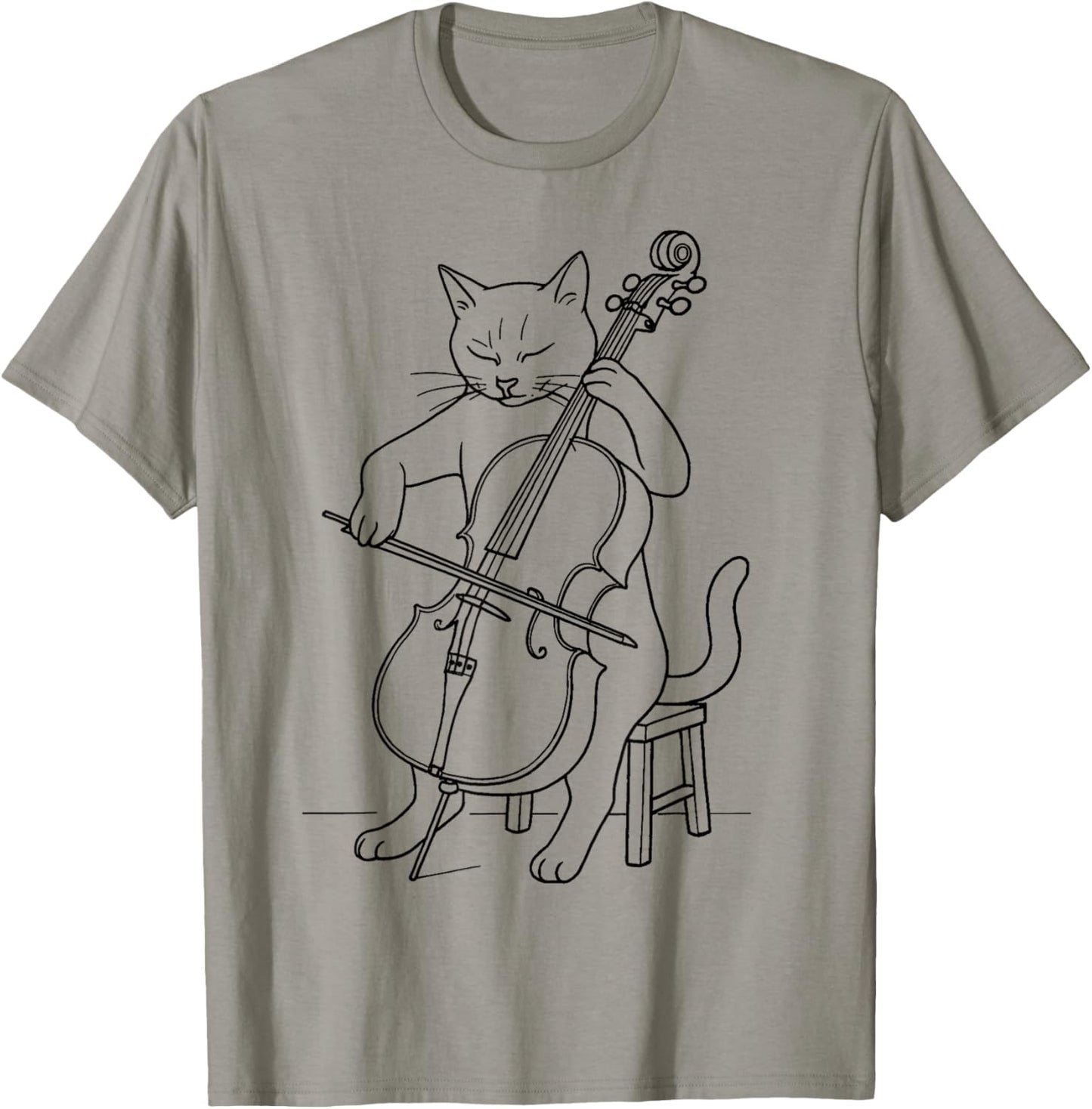 Funny Cat Playing Cello Musician Music Musical Instrument T-Shirt - T-Shirt | Sand
