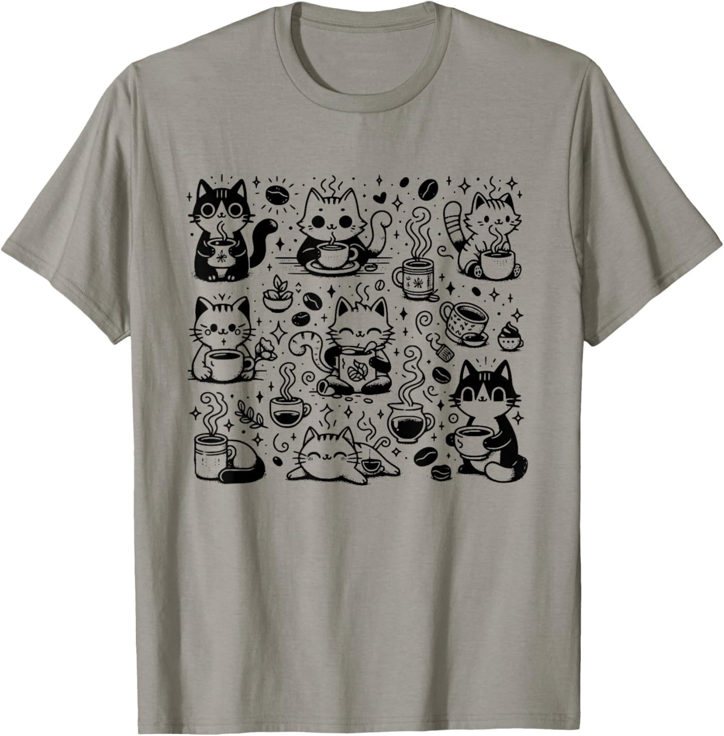 Funny Cats and Coffee T-Shirt - T-Shirt | Sand