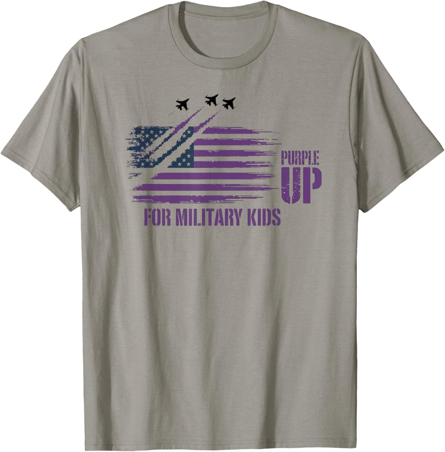 Purple Up for Military Kids Distressed American Flag T-Shirt - T-Shirt | Sand