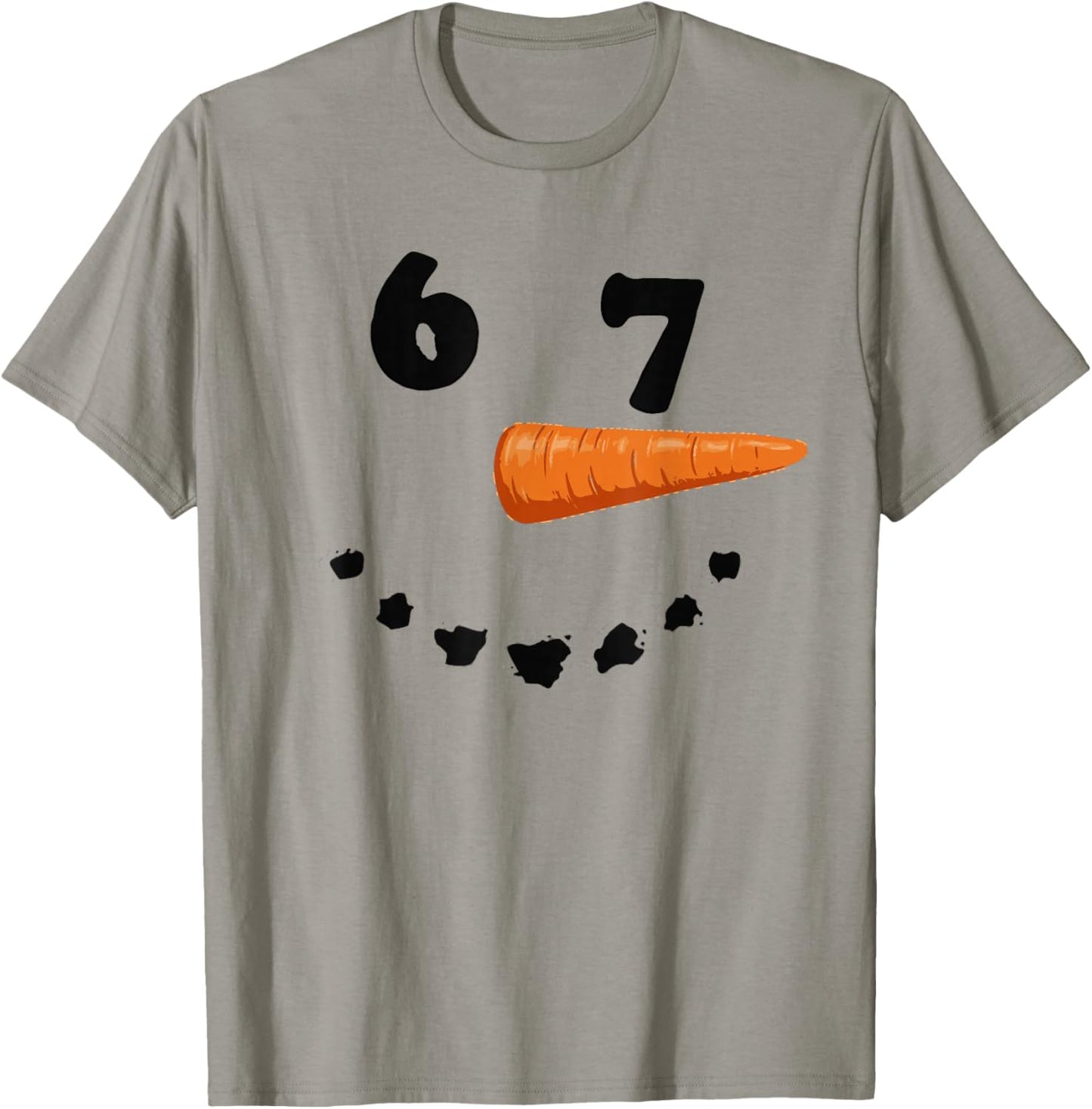 6 7 Shirt Six Seven Snowman Face Winter White T-Shirt - T-Shirt | Sand