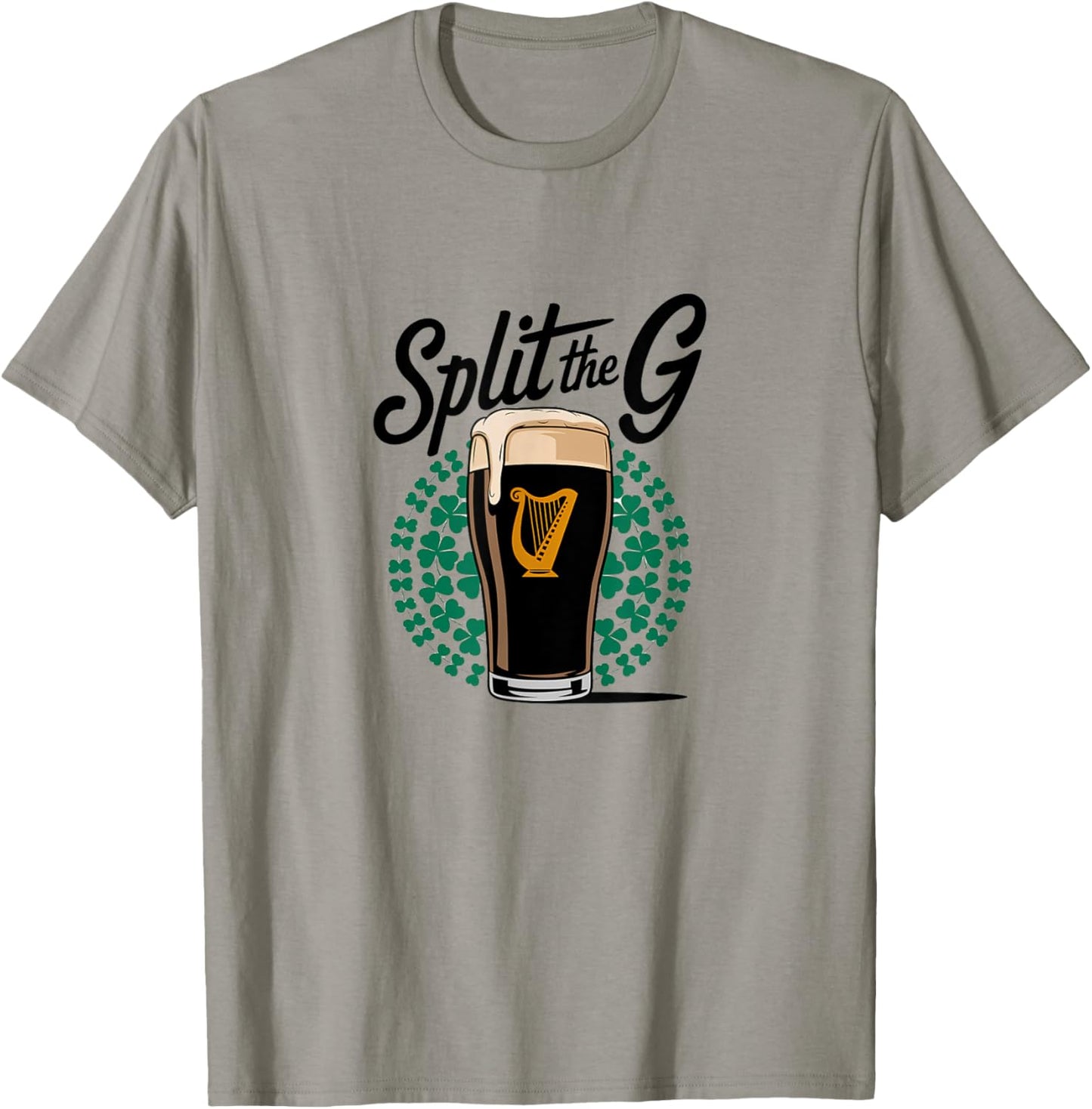 Irish Beer Split The G Shamrock Pint T-Shirt - T-Shirt | Sand