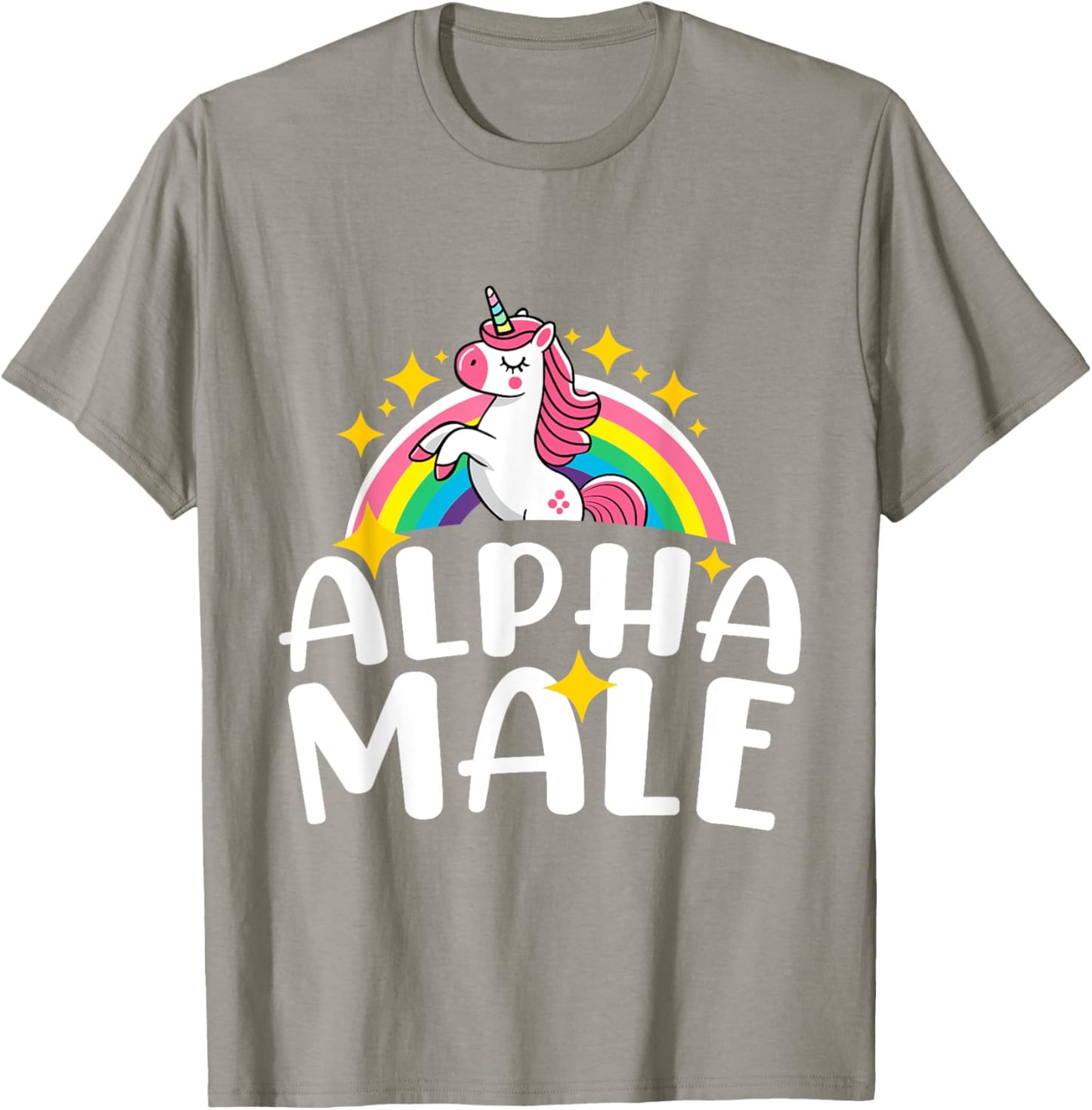 Alpha Male Unicorn Rainbow Funny Humor Sarcastic Hilarious T-Shirt - T-Shirt | Sand