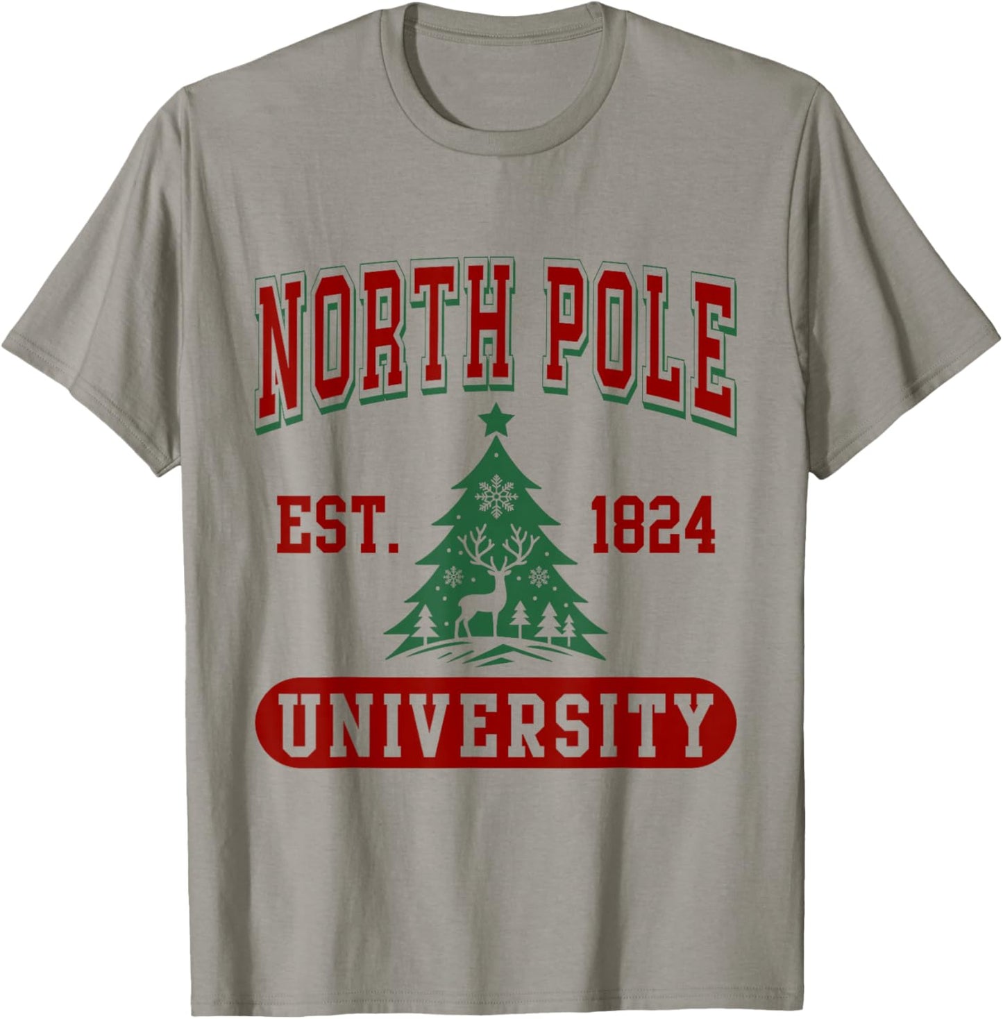 North Pole University Funny Christmas T-Shirt - T-Shirt | Sand