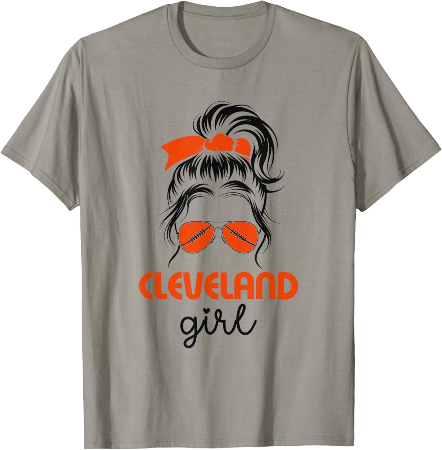 Cleveland Girl Messy Bun - Love Cleveland Ohio T-Shirt - T-Shirt | Sand