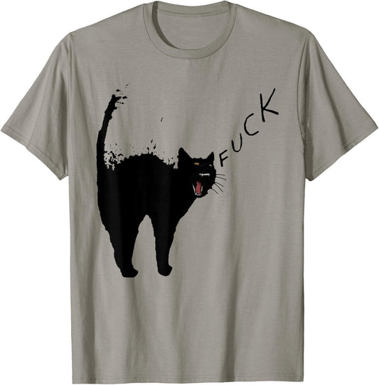Angry - Black Cat - Fuck Yelling Art T-Shirt - T-Shirt | Sand