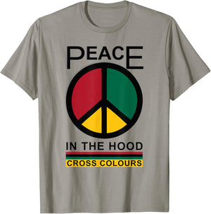 Peace In The Hood | Retro Graphic 1990's Vintage T-Shirt - T-Shirt | Sand