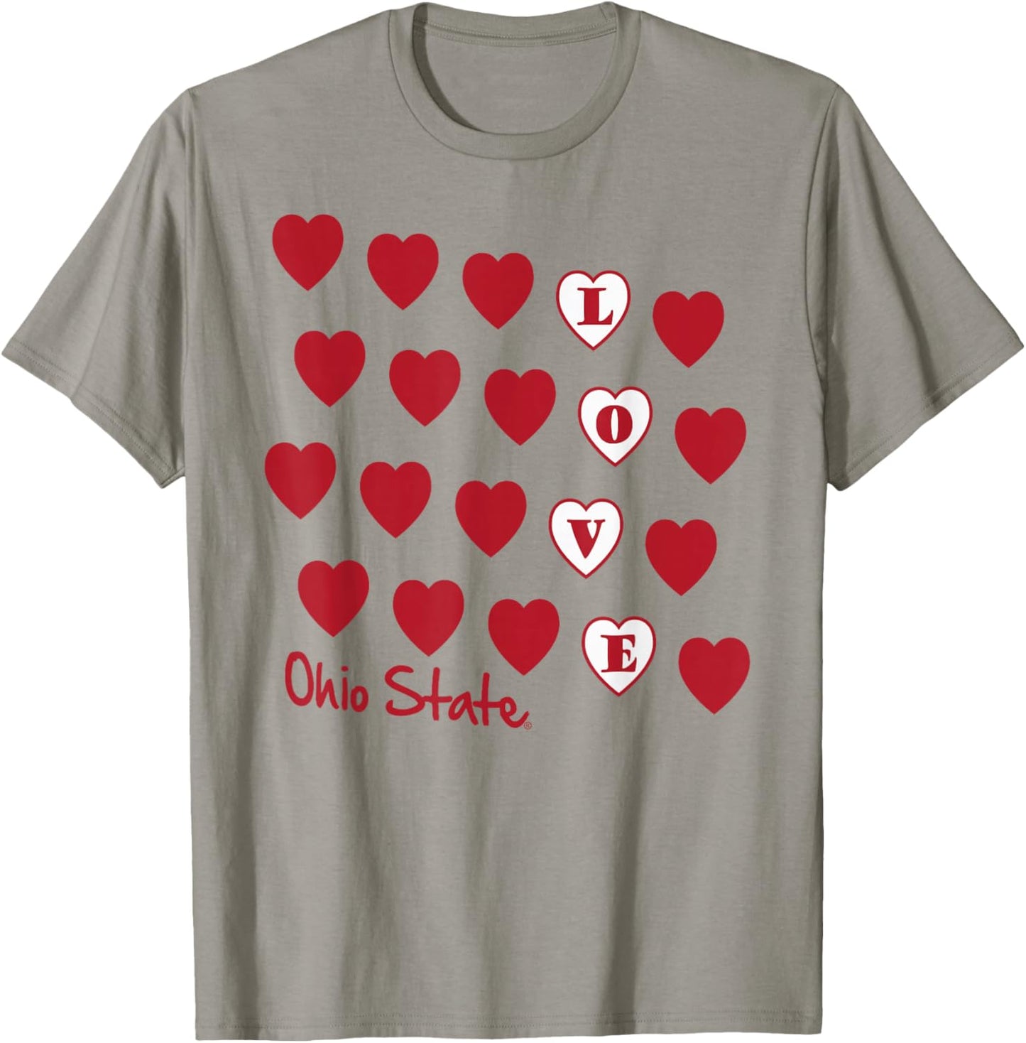 Ohio State Buckeyes Valentine Love Gray Officially Licensed T-Shirt - T-Shirt | Sand