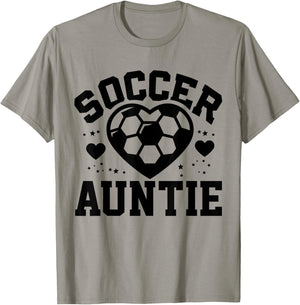 Soccer Auntie Heart Auntie Soccer Player T-Shirt - T-Shirt | Sand