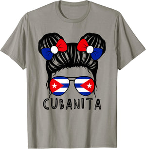 Cubanita Cuban Girl Cuba Flag Mes De La Herencia Hispana T-Shirt - T-Shirt | Sand