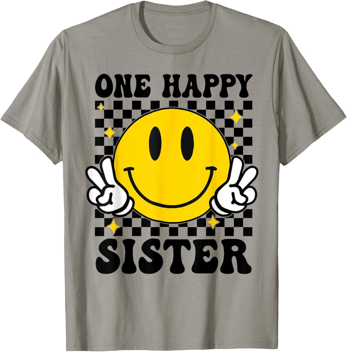 One Happy Dude Sister happy face 1st Birthday Family T-Shirt - T-Shirt | Sand