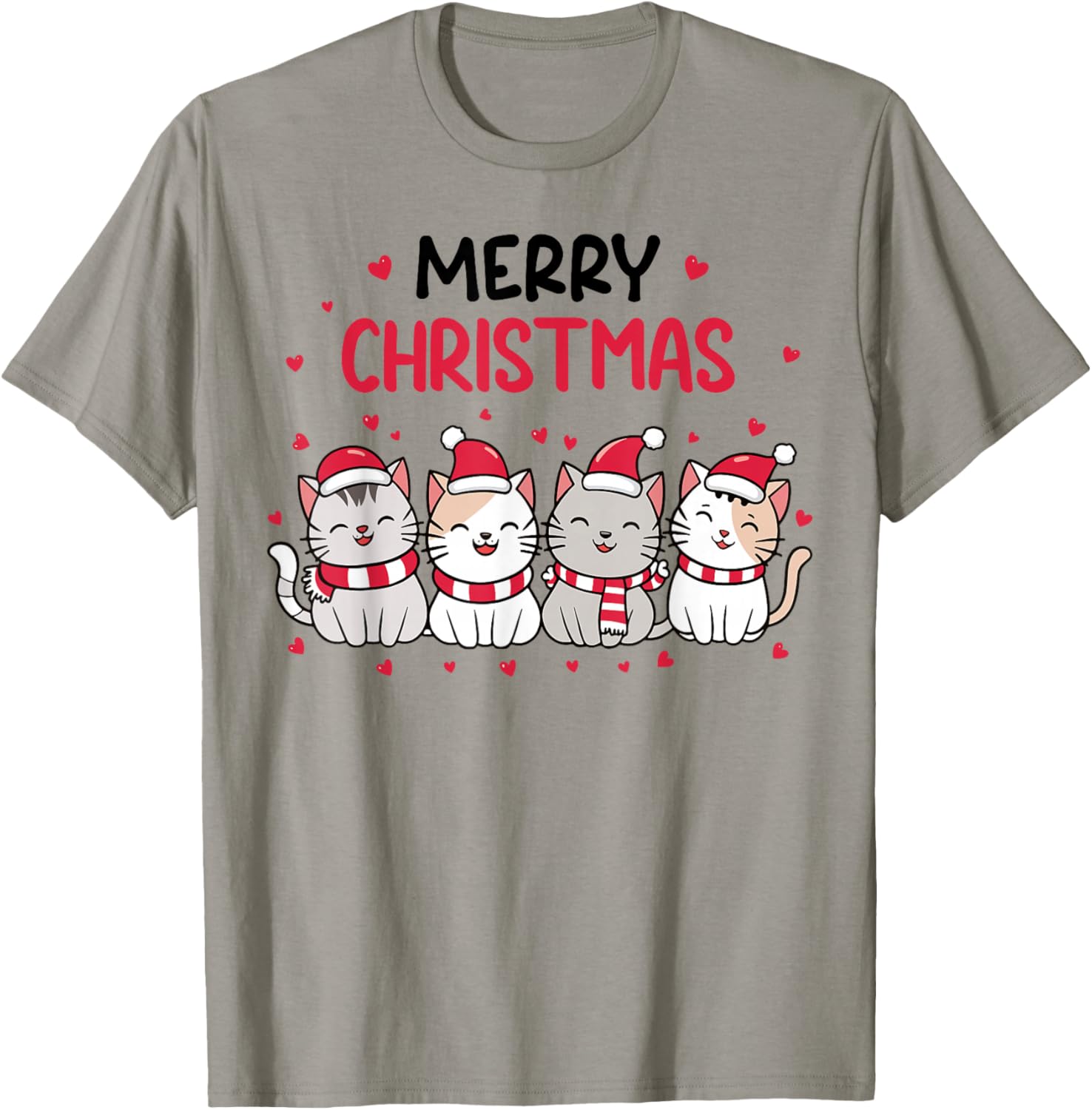 Merry Catmas Merry Christmas Tree Cat Lover Cat Mom Cat Dad T-Shirt - T-Shirt | Sand
