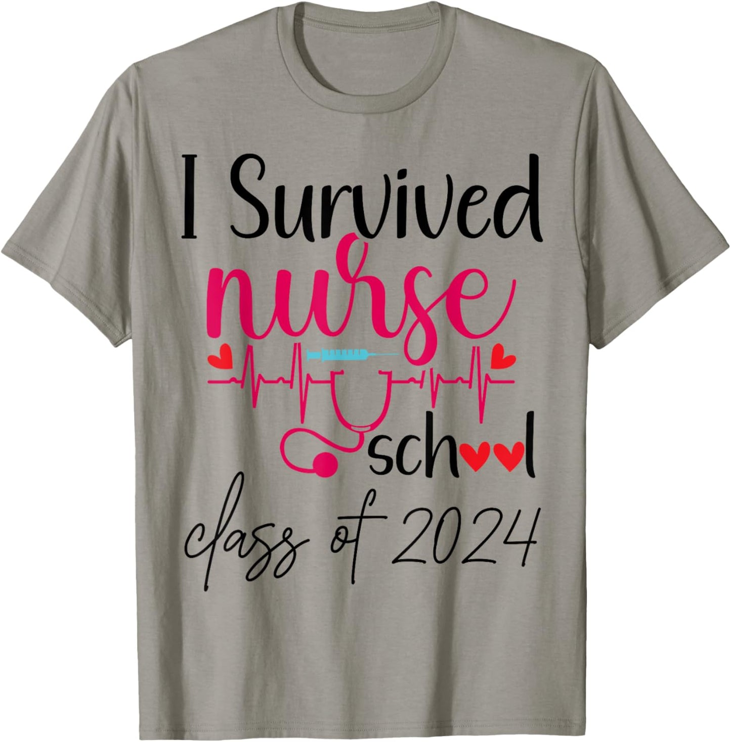 I Survived Nursing School 2024 RN ER Nurse Graduation T-Shirt - T-Shirt | Sand
