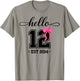 Hello Twelfth Est 2014 Coquette Bow 12th Birthday Girl T-Shirt - T-Shirt | Sand