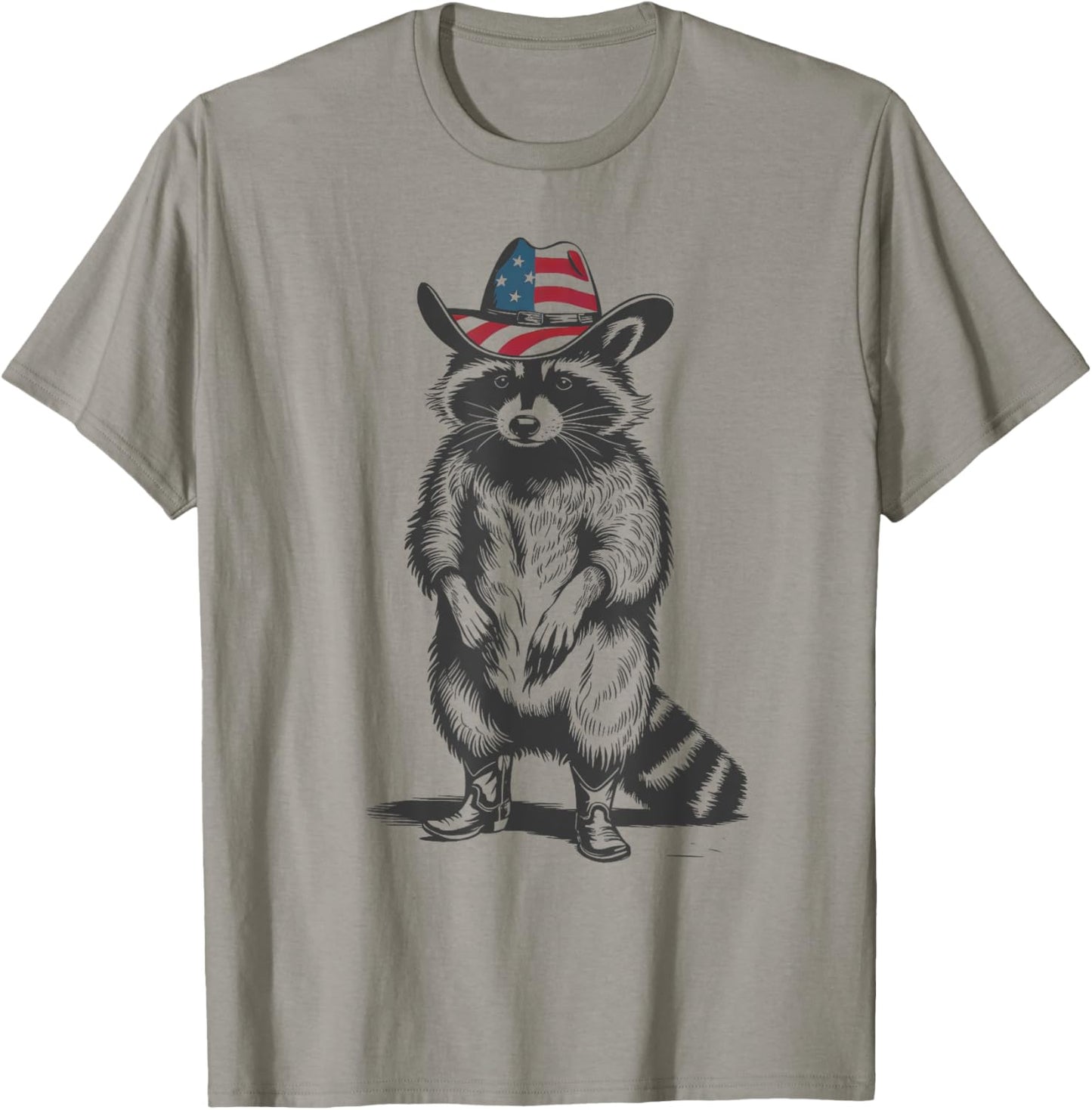 Vintage Racoon Trash Panda Cowboy Western Country Cowgirl T-Shirt - T-Shirt | Sand