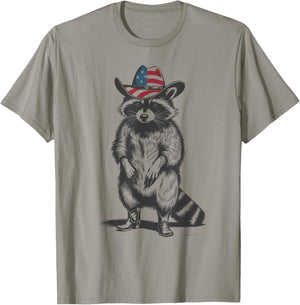 Vintage Racoon Trash Panda Cowboy Western Country Cowgirl T-Shirt - T-Shirt | Sand