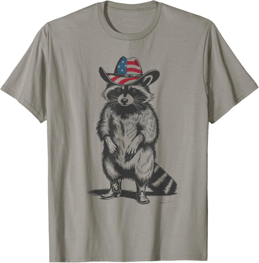Vintage Racoon Trash Panda Cowboy Western Country Cowgirl T-Shirt - T-Shirt | Sand