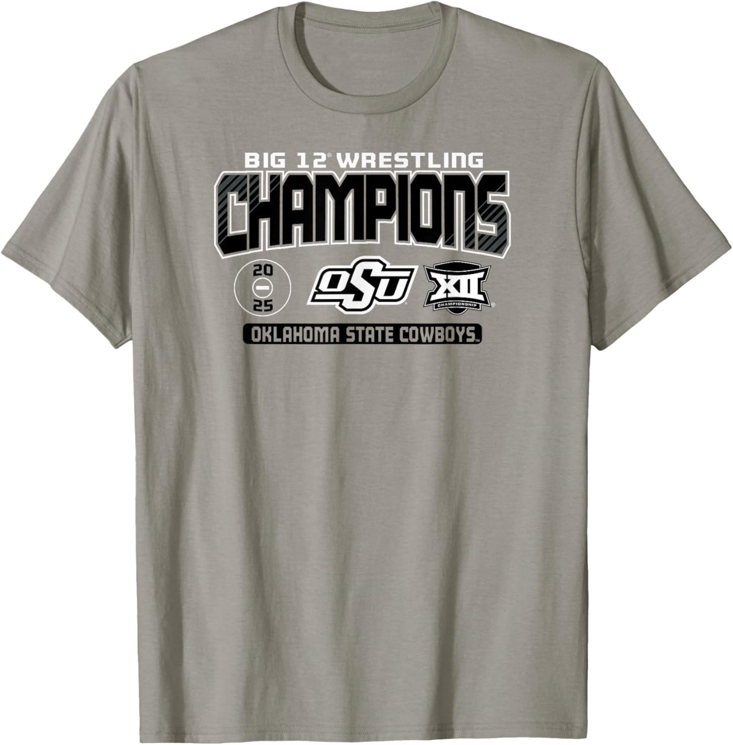 Oklahoma State Cowboys Wrestling Big 12 Champs 2025 T-Shirt - T-Shirt | Sand