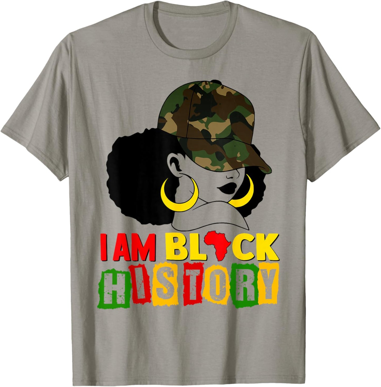 I am Black History Black Woman Camo Melanin Black History T-Shirt - T-Shirt | Sand