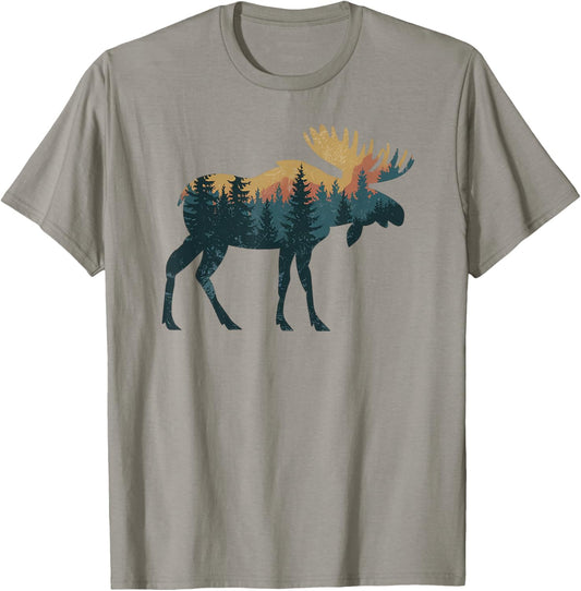 Moose Hunting Hiking Outdoor Camping Forest Men Women Moose T-Shirt - T-Shirt | Sand