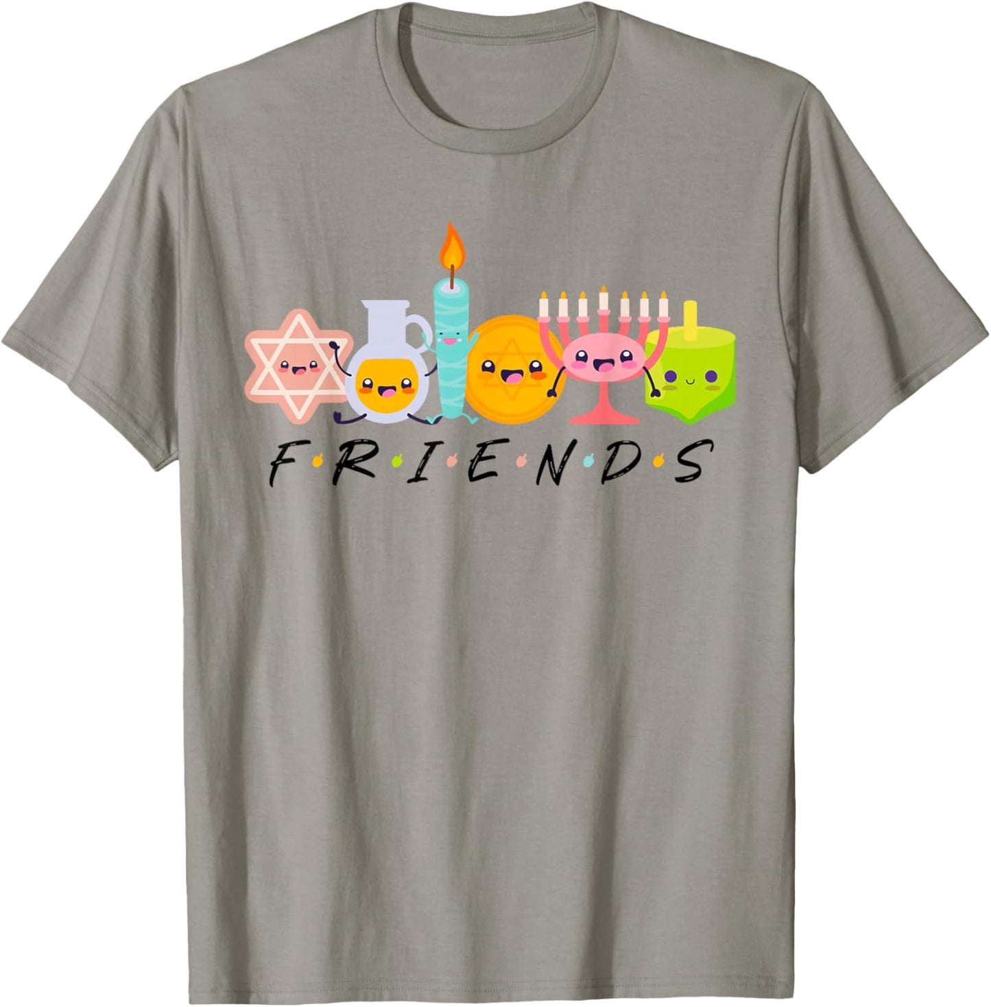 Hanukkah Friends Menorah Traditional Jewish Dreidel Chanukah T-Shirt - T-Shirt | Sand