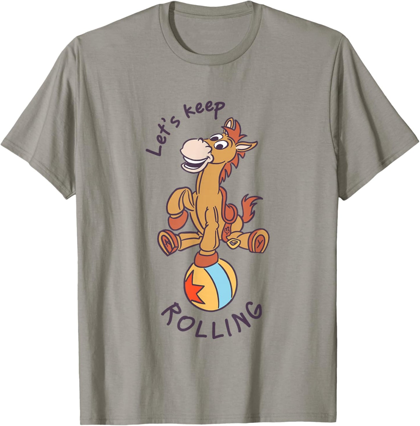 Disney Pixar Toy Story Cute Bullseye Let's Keep Rolling Logo T-Shirt - T-Shirt | Sand