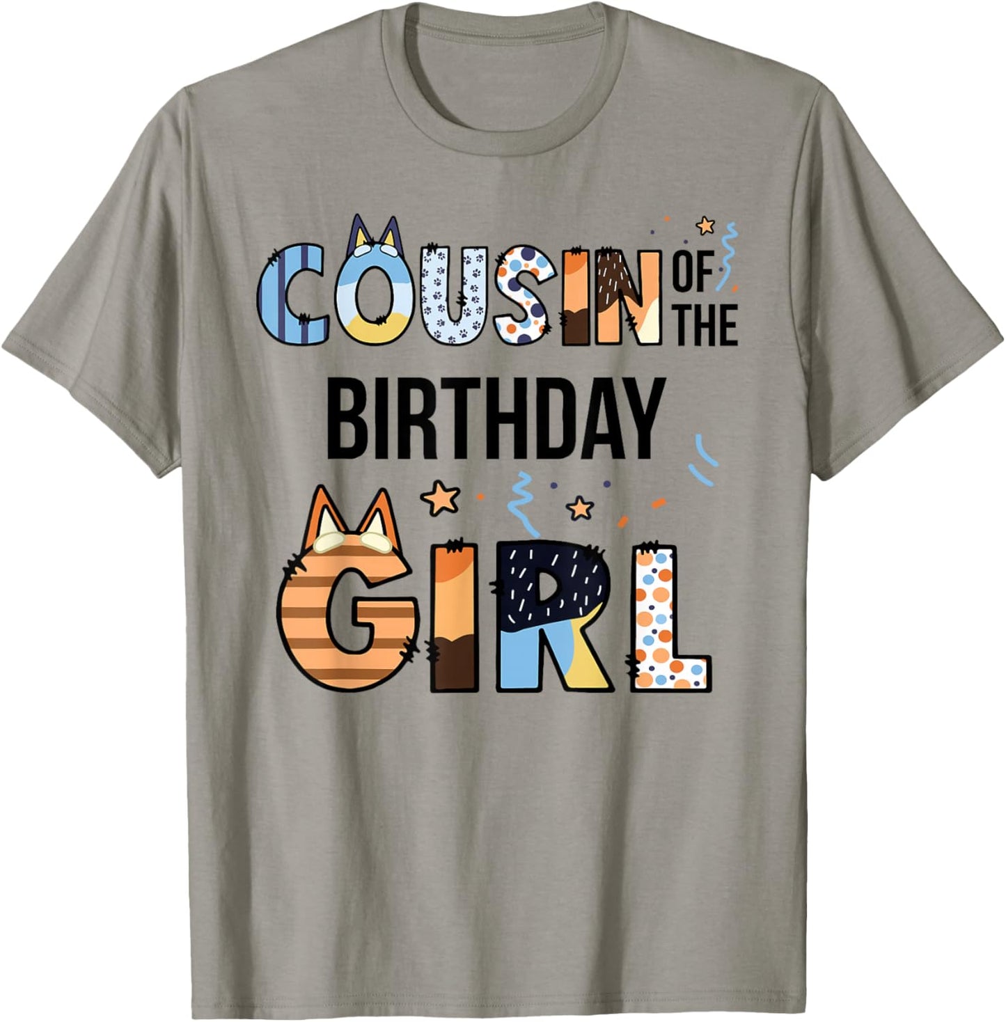 Cousin of The Birthday Girl Party Blue Dog Lover Matching T-Shirt - T-Shirt | Sand