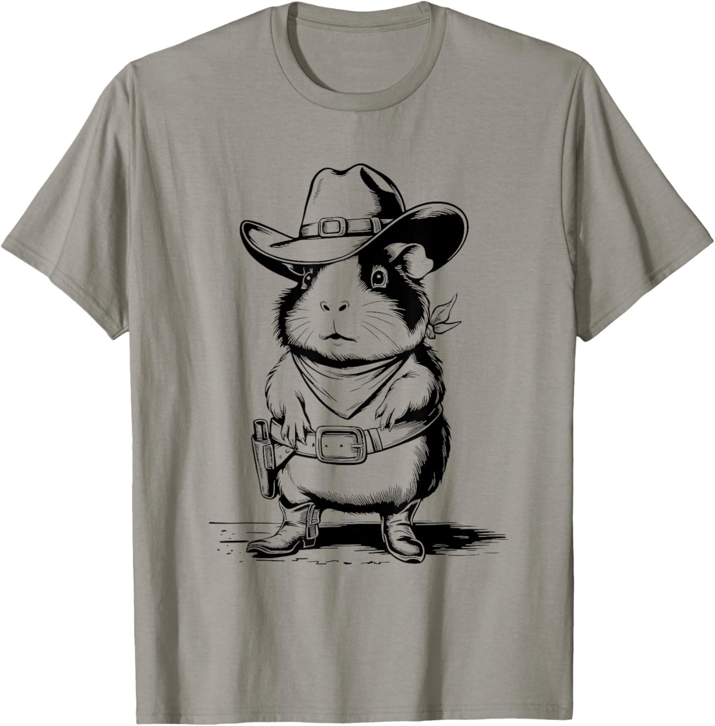 Funny Guinea Pig Cowboy Western Country Guinea Pig T-Shirt - T-Shirt | Sand