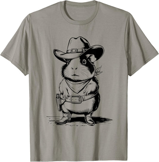 Funny Guinea Pig Cowboy Western Country Guinea Pig T-Shirt - T-Shirt | Sand