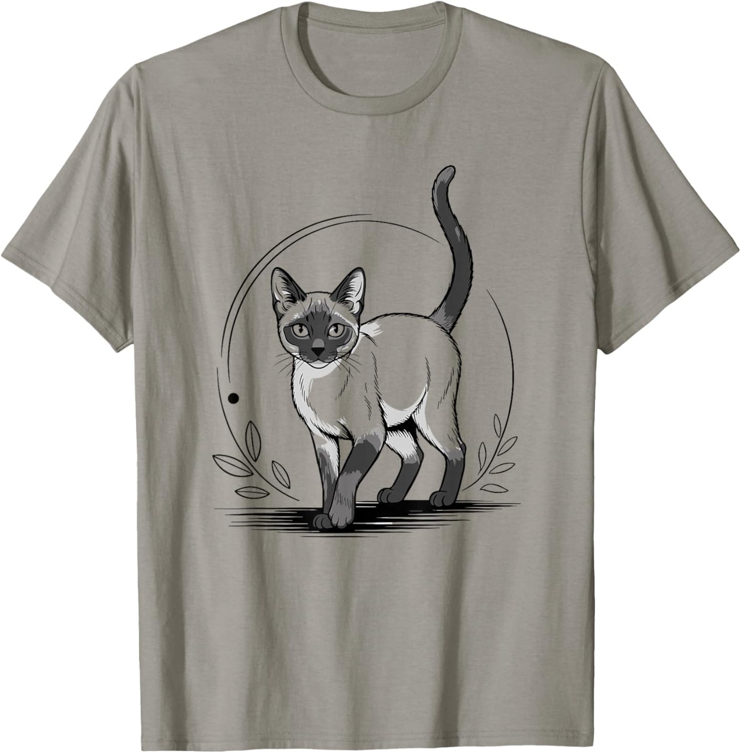 Line Art Siamese Minimalist Meezer Cat T-Shirt - T-Shirt | Sand