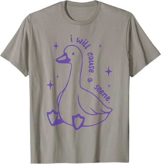 I Will Cause A Scene Funny Goose Chaos Meme T-Shirt - T-Shirt | Sand