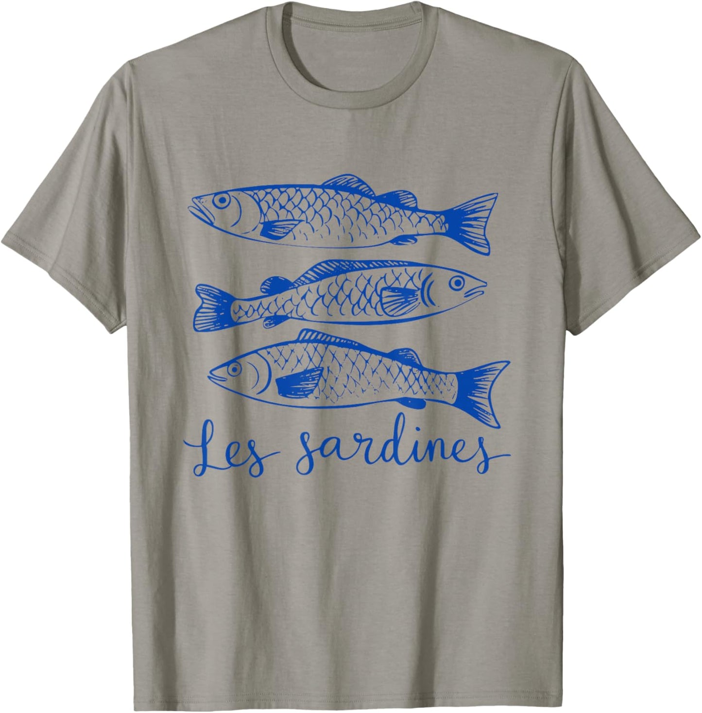 Les Sardines Themed Vintage Fish Illustration T-Shirt - T-Shirt | Sand