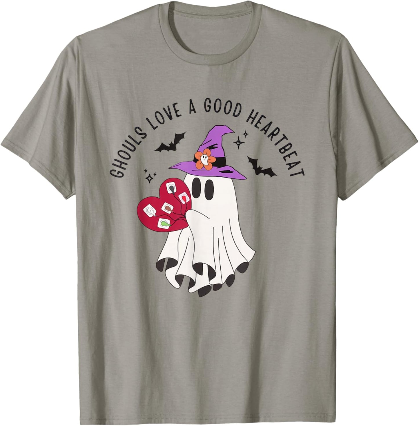 Cardiologist Halloween Cardiology Nurse Telemetry Nurse Ekg T-Shirt - T-Shirt | Sand