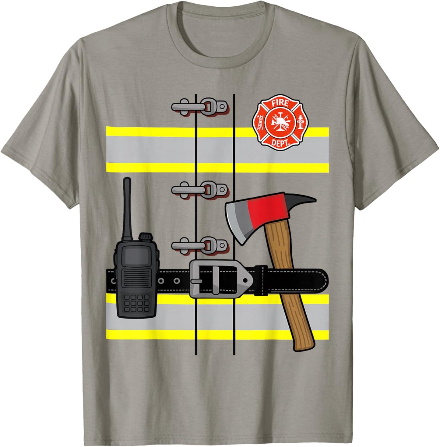 Firefighter Uniform Costume Halloween Fireman T-Shirt - T-Shirt | Sand