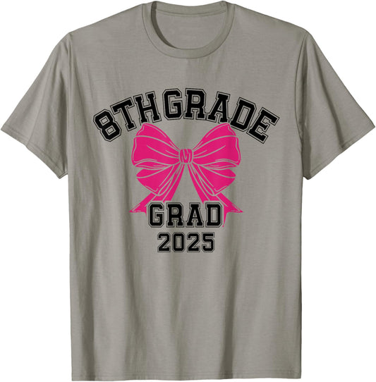 Eighth 8th Grade Grad 2025 Coquette Middle School Graduate T-Shirt - T-Shirt | Sand